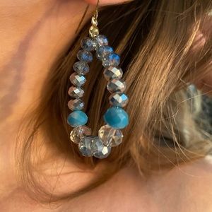 Handmade Blue Beaded Teardrop Earrings